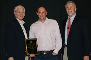 Jared Whitaker, Crop and Soil Sciences, received the 2014 Award of Excellence, Junior Extension Scientist. This award is presented in memory of Mike Bader.